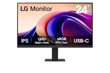 LG 24U631A-B Ecran PC bureautique 24" - Dalle IPS résolution QHD (2560x1440), 5ms 100Hz, HDR 10, sRGB 99% (CIE1931), inclinable, HDMI 2.0, USB-C (15W)