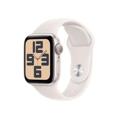 Apple Watch SE (2ᵉ génération) 40 mm GPS Montre connectée avec Boîtier en Aluminium lumière stellaire et Bracelet Sport lumière stellaire (S/M). Suivi activité et Sommeil, détection Accidents
