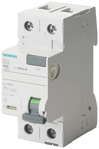 Siemens 5sv.class Un commutateur différentiel, 2 pôles, 40.a, 30.ma, 70.mm