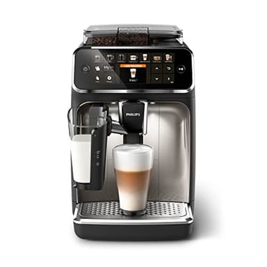 Philips Expresso broyeur Série 5400 – 12 Spécialités de Café, Carafe LatteGo facile à nettoyer, Ecran intuitif, 4 Profils Utilisateur, Machine à café à grain Noir Chrome (EP5447/90)
