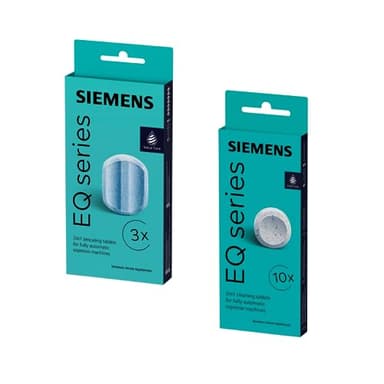 Siemens TZ80001 Lot de 10 pastilles de nettoyage, avec 3 tablettes détartrantes, pour les machines à café de la série EQ