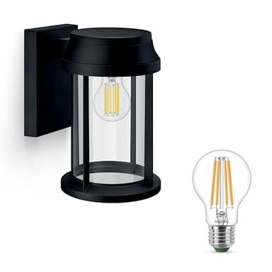 Philips Bellini Wandlamp voor Buiten Neerwaarts (Zwart) - Buitenlamp - E27 - Warmwit Licht - Niet Dimbaar