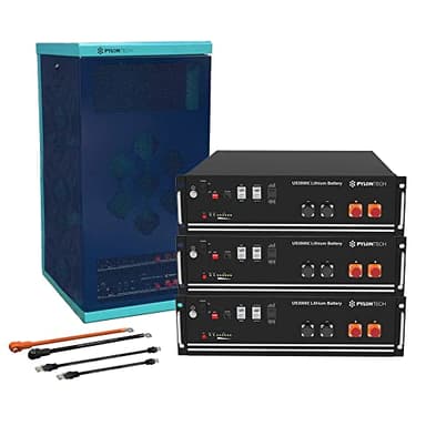Pylontech Lot de 3 batteries LiFePO4 US3000C 10,5 kWh avec câble de raccordement onduleur et armoire de batterie