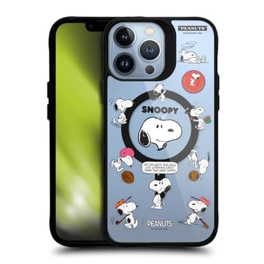 Head Case Designs sous Licence Officielle Peanuts Moments Amusants Snoopy et Ses Amis Black Shockproof Bumper Case [Military Grade] Compatible with Apple iPhone 13 Pro Max and Compatible with MagSafe