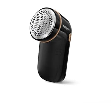 Philips Rasoir Anti Bouloche - Élimination Rapide des Peluches, rase bouloche de 8800 TR/Min, 3 Lames, pour Tous Tissus, bac Facile à Nettoyer, 2 Piles AA, Design Compact, Noir (GC026/80)