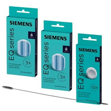 Siemens Lot de 10 pastilles de nettoyage TZ80001 + 6 pastilles détartrantes TZ80002, pour les machines à café de la série EQ