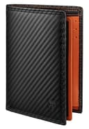 TEEHON Portefeuille Vertical pour Hommes en Cuir Carbone bloquant RFID avec 11 emplacements, 2 fenêtres d'identification, Porte-Monnaie, 2 Compartiments, à Trois Volets