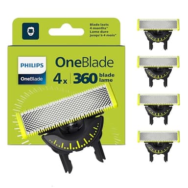 Philips OneBlade Original 360 lames, pour tous les modèles OneBlade et OneBlade Pro, 4 pièces (modèle QP440/50)